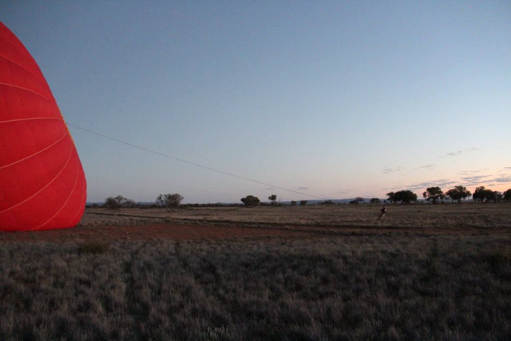 Figure 3: Example of a ground crew member controlling the balloon crown line